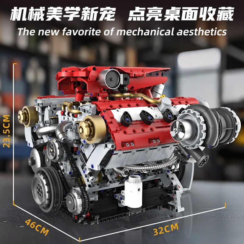 IN MAGAZZINO MOC Motore Elettrico Tecnico V8 Building Blocks Assemblaggio Mattoni Modello Giocattoli per Bambini Set Regalo Di Compleanno