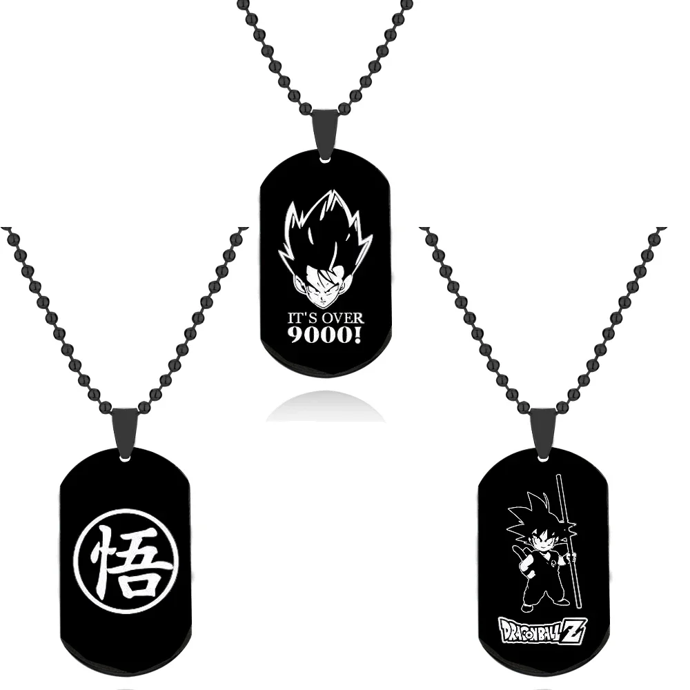 Anime Dragon Kakarot Stainless Steel Necklace Goku Figure Dog Tag Pendant Chain Necklace Charms for Fans Jewelry Gift