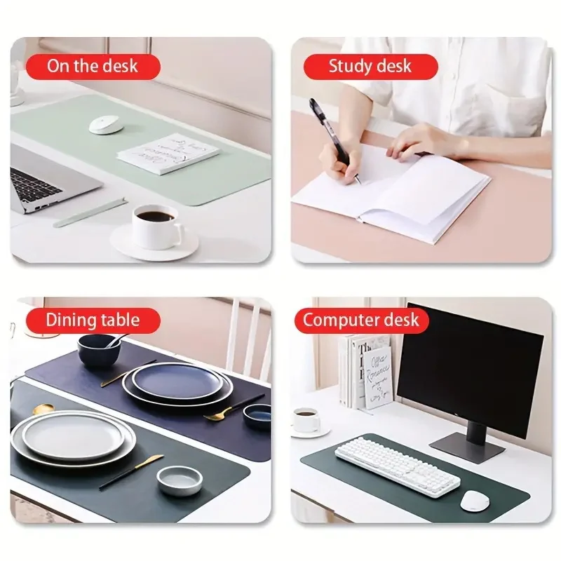 1pc Large Size Office Desk Protector Mat 23.62x11.81in PU Leather Waterproof MousePad Desktop Keyboard Desk Pad Gaming Mousepad