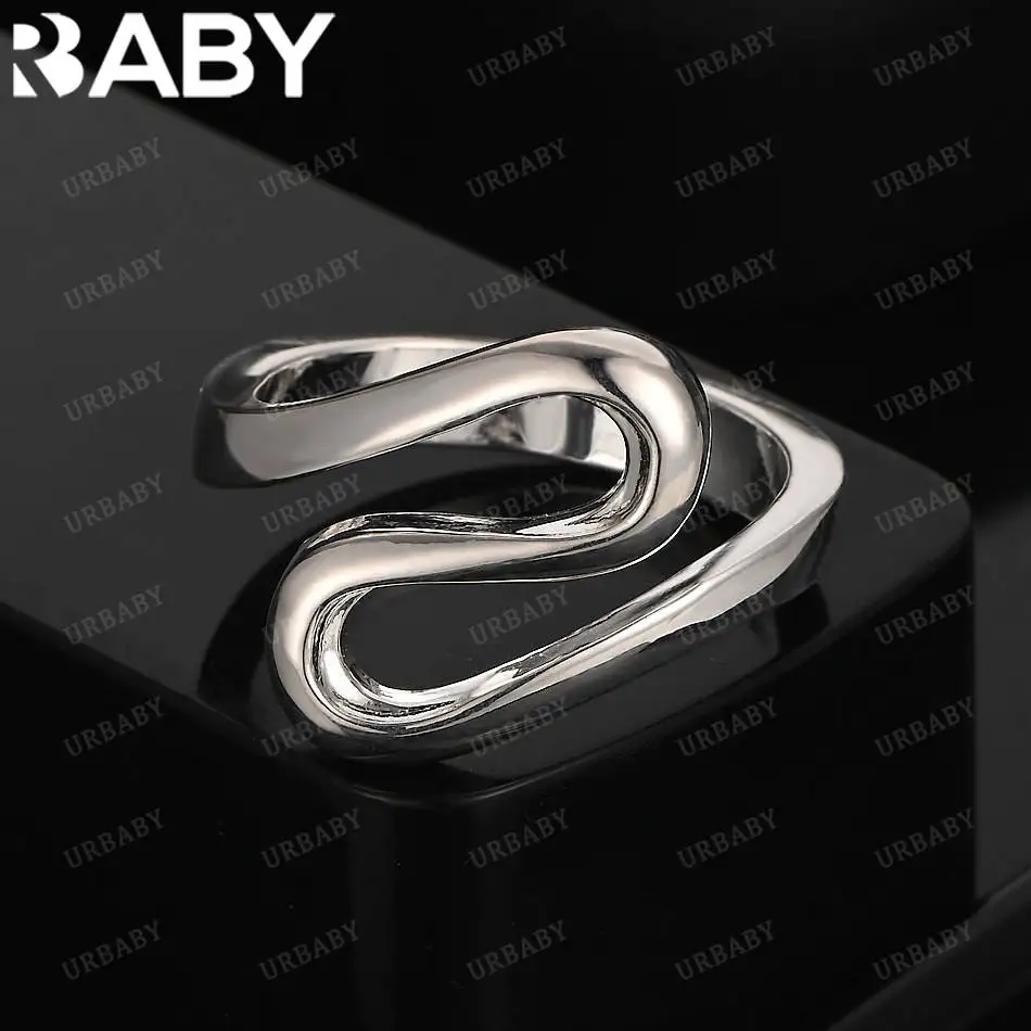 

URBABY 925 Sterling Silver Simple Curve Wedding Ring For Women Grace Jewelry Trend Fashionable Birthday Party Gifts