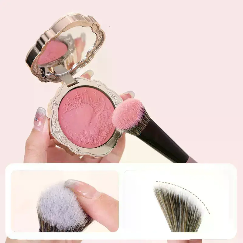 Pennello per fard a setole morbide per guance Fard in polvere portatile Contorno viso Trucco Strumento cosmetico per donne Ragazze Principianti