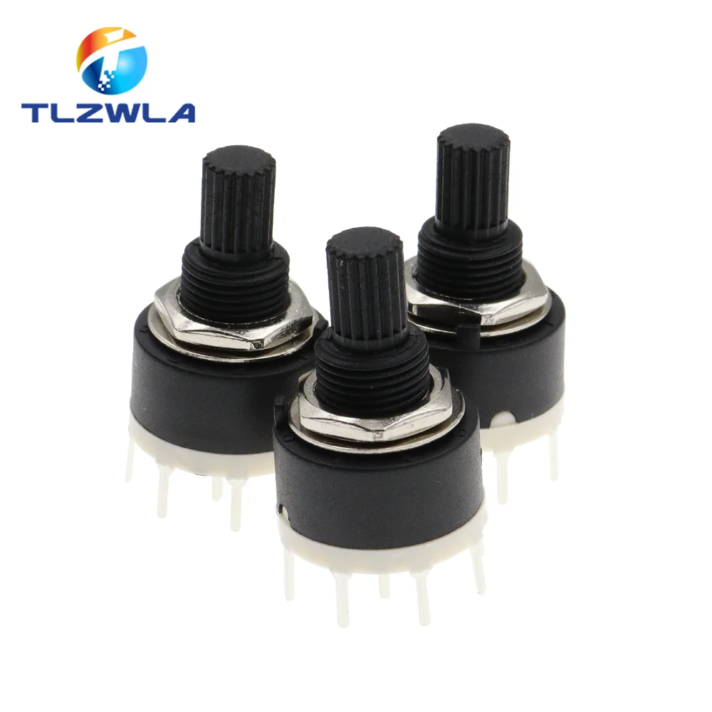 1PCS SR16 Plastic 16MM Rotary Band switch 2 Pole 3 4 position 1 Pole 5 6 8 Position Handle Length 15MM Axis band switch