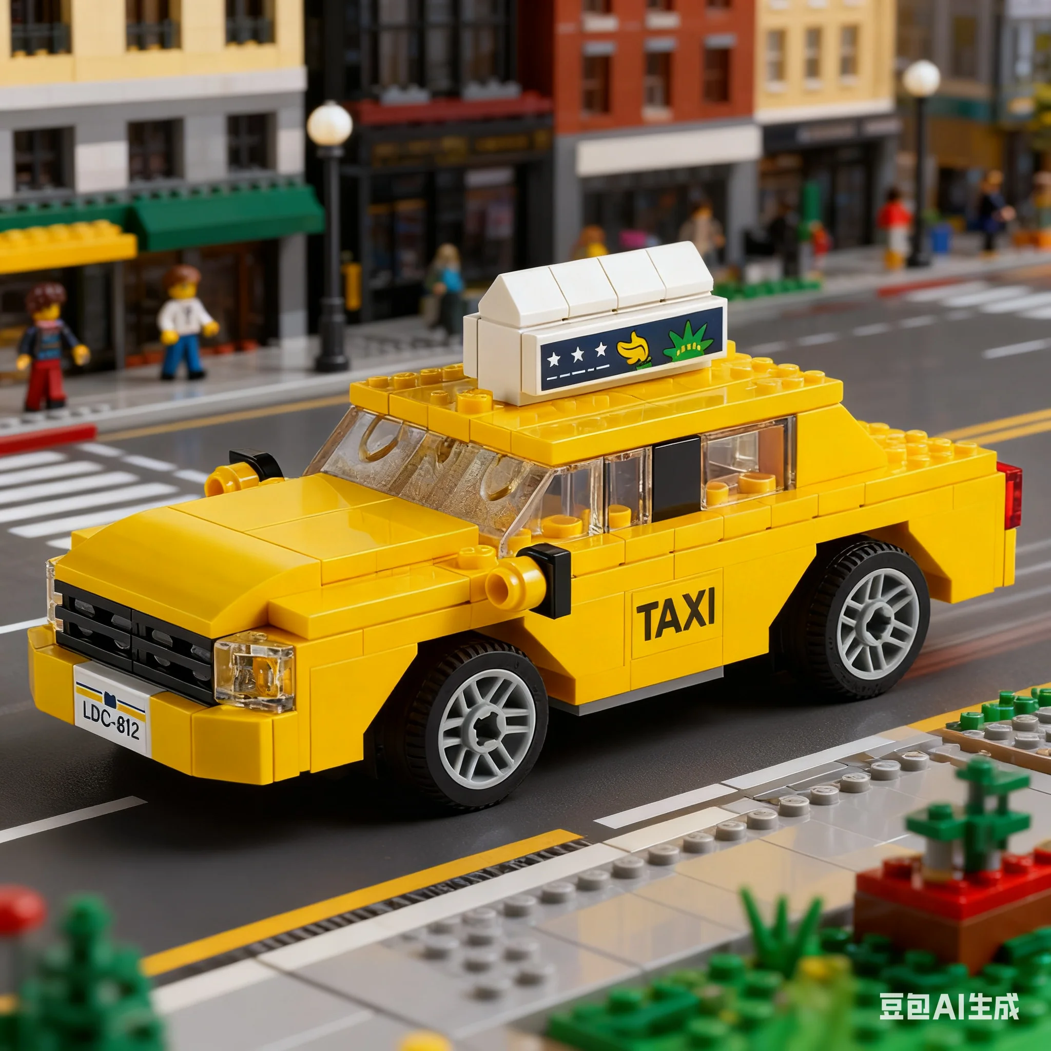 LEGO Bausteine 40468 Gelbes Taxi-Puzzle-Spielzeug, handgefertigte DIY-Bausteine, Geschenk für Jungen und Mädchen, Desktop-Dekoration