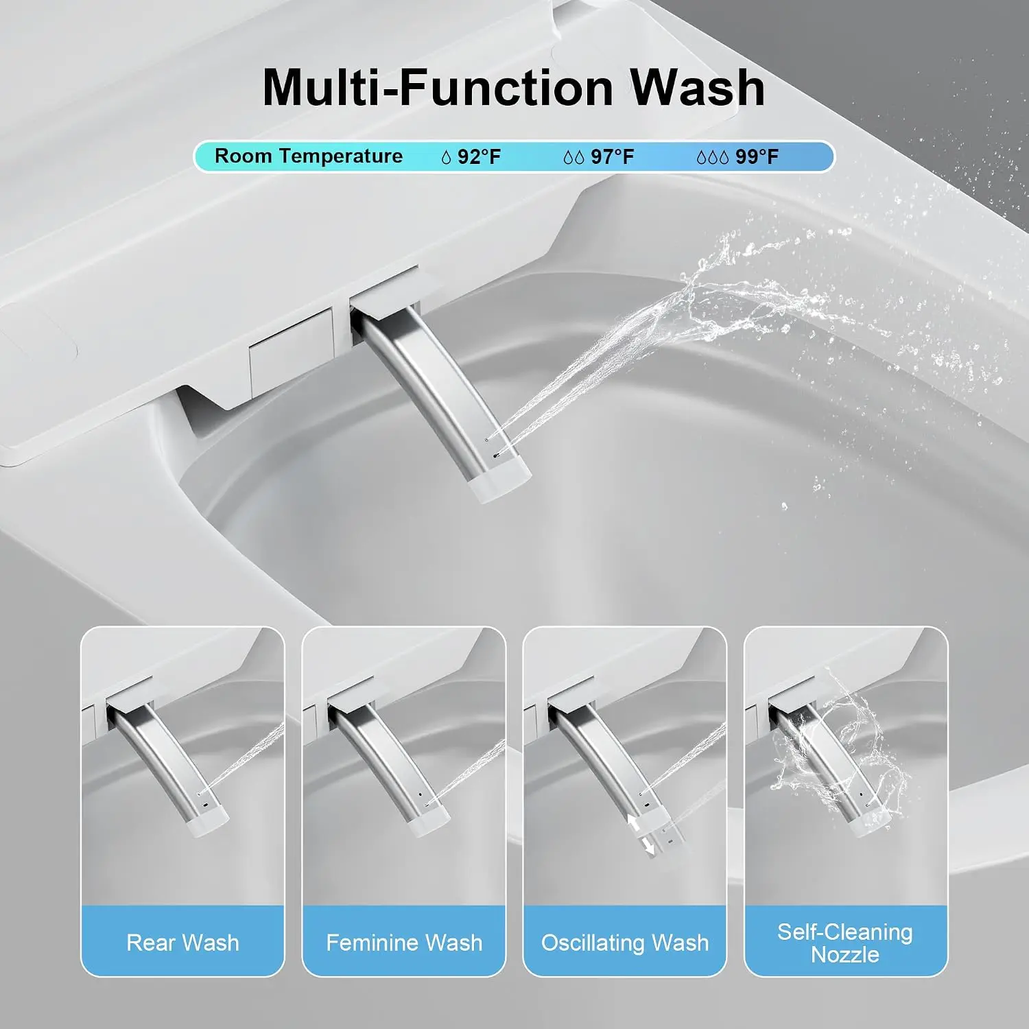 Smart Toilet with Bidet Built in, Elongated Toilet with Heated Seat, Dryer, Auto-Lift Lid, Soft Close, Electric Tankless Toilets