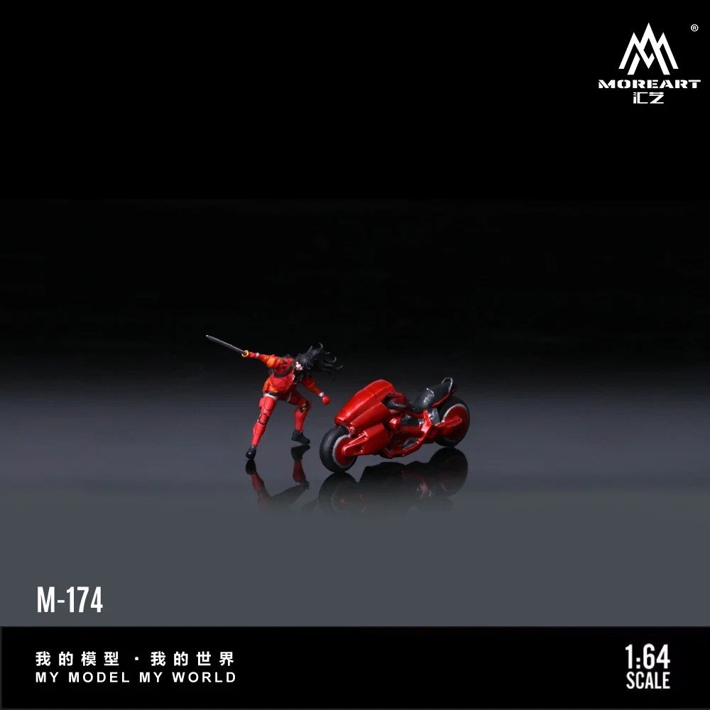 MoreArt 1:64 Red Swordsman Motorcycle Beauty Figure Resin Model, Miniature Scene Decoration Gift&Display