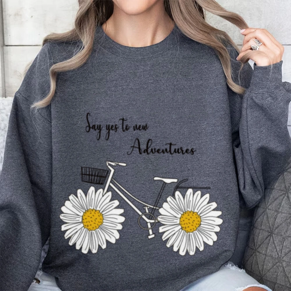 Say Yes To New Adventures Trendy Graphic Sweatshirt Cusal Sweatshirt Trendy Long Sleeve Shirt Comfort Colors Unisex Sweatshirt