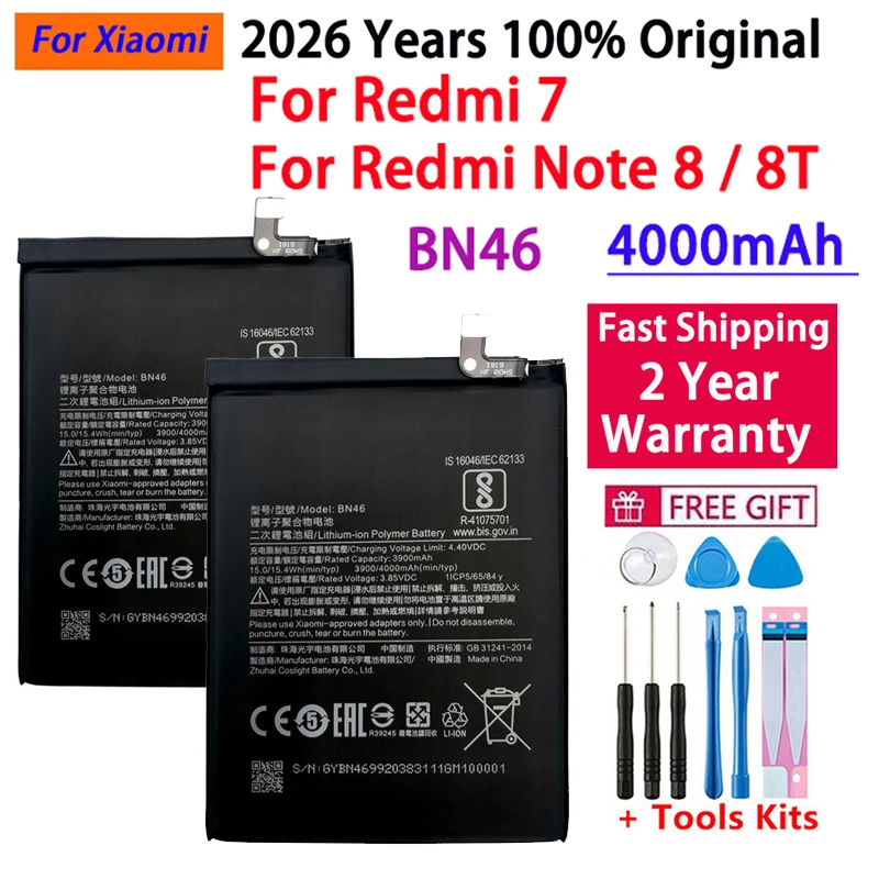 2026 Years 100% Original BN62 BN53 BN59 Battery For Xiaomi Redmi Note 7 8 8T 9 9T 9S 10 10S 10X 4G 5G Pro POCO M3 Batteries image 2