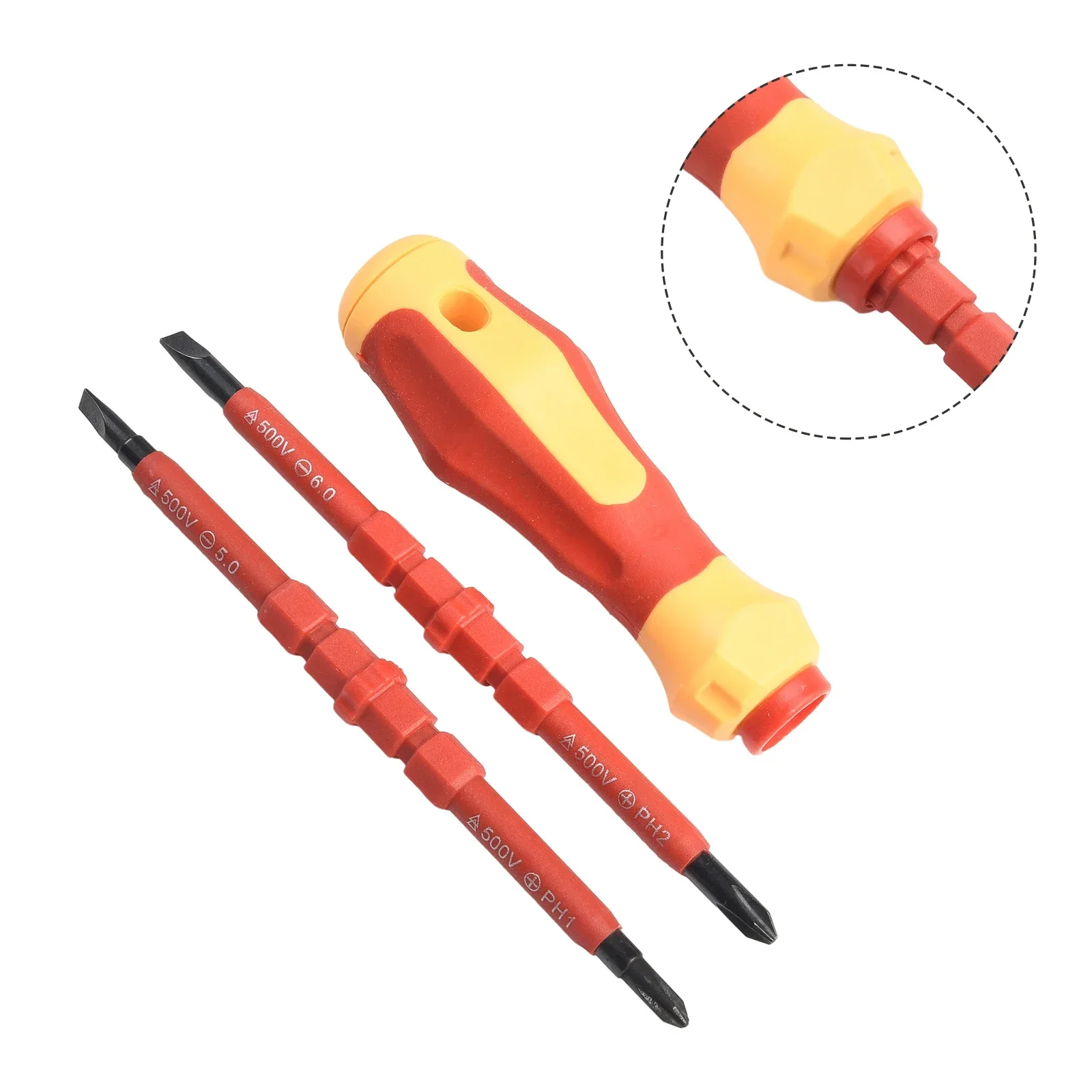 3 In 1 Insulated Screwdriver PH1 PH2 Slotted Multi-Purpose Electricians Slotted Cross Screwdriver Bit Household Repairing Tools