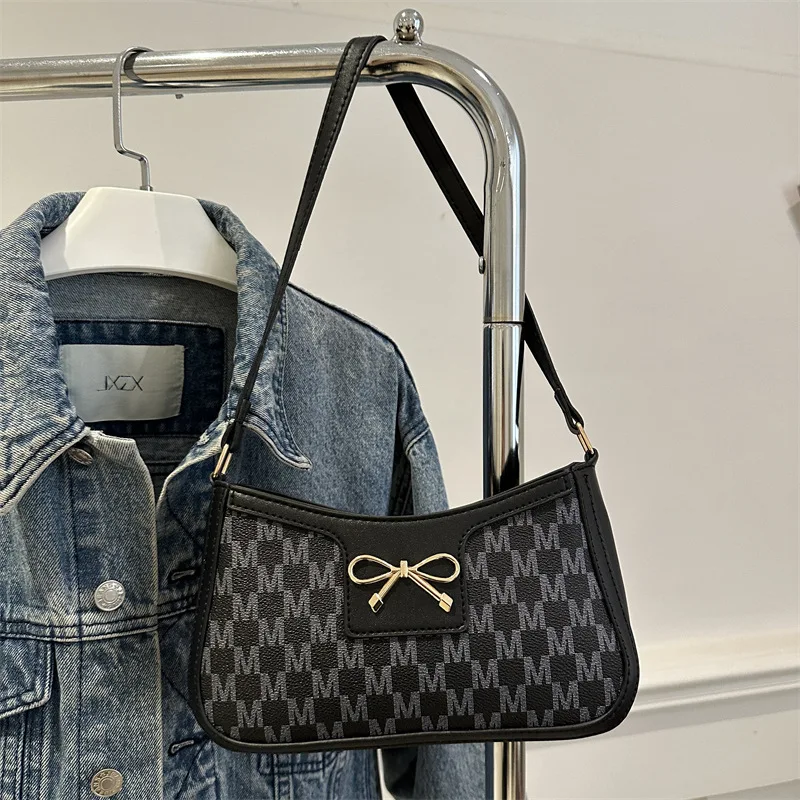 韓国風パッチワークレディースショルダーバッグ-トレンディでユニークな質感、ファッショナブルなリボン、通勤に最適