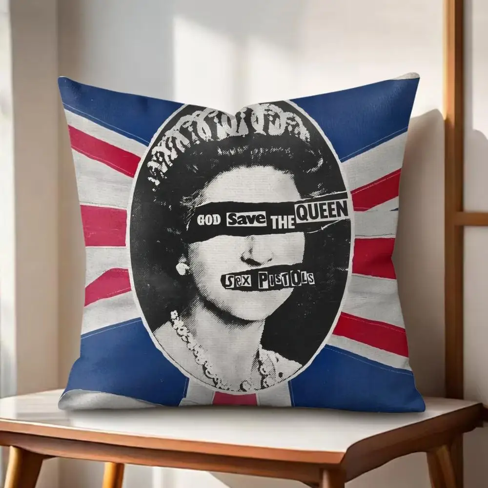 S-Sex P-pistols Rock Band Cushion Cover Eco Linen Pillow Case Double-Sided Print Breathable Durable Zipper Home Decor Gift