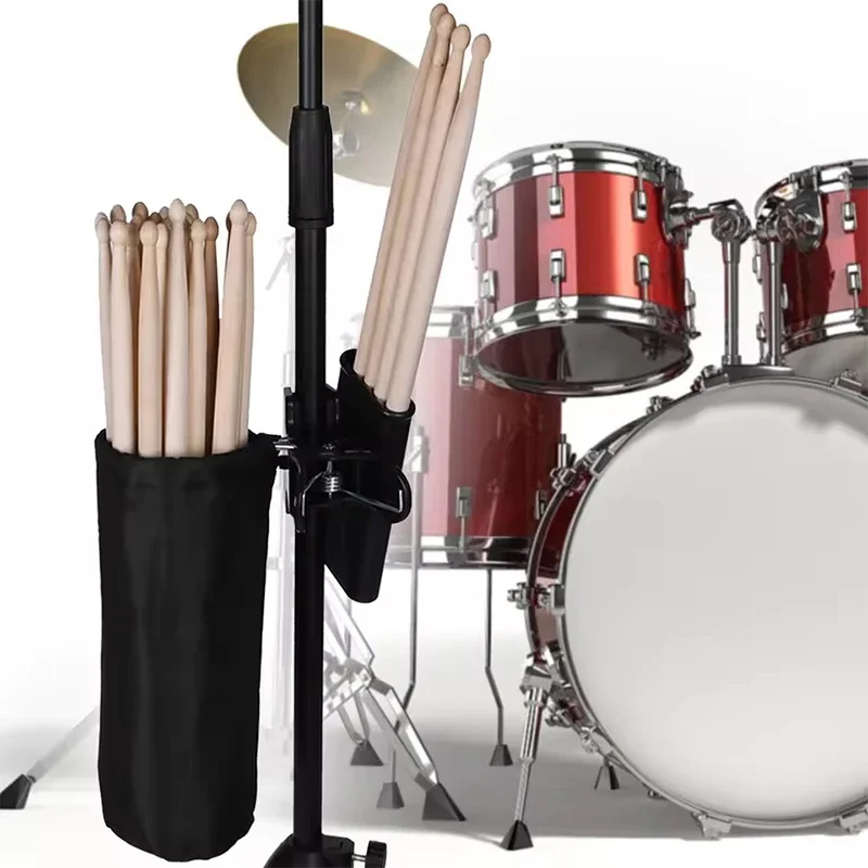 Drumstick Holder Large Capacity Oxford Fabric/ABS Empty Drum Stick Storage Bag Set Clip on Container for Cymbal/Drum Sticks