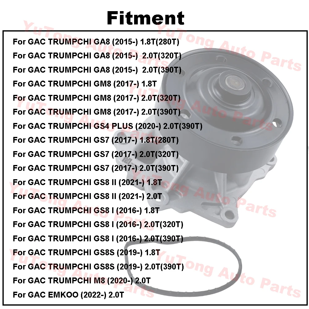 Per GAC GS8 2016-2022 2.0T 320T 390T 2.0T GS4 PLUS GM8 GA8 M8 GS7 GS8S 2019 Gruppo pompa acqua 4B18 4B20 Parti di raffreddamento del motore