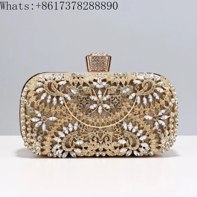 Diamond studded banquet bag, European and American women's retro banquet bag, versatile hand held dress and evening dress bag