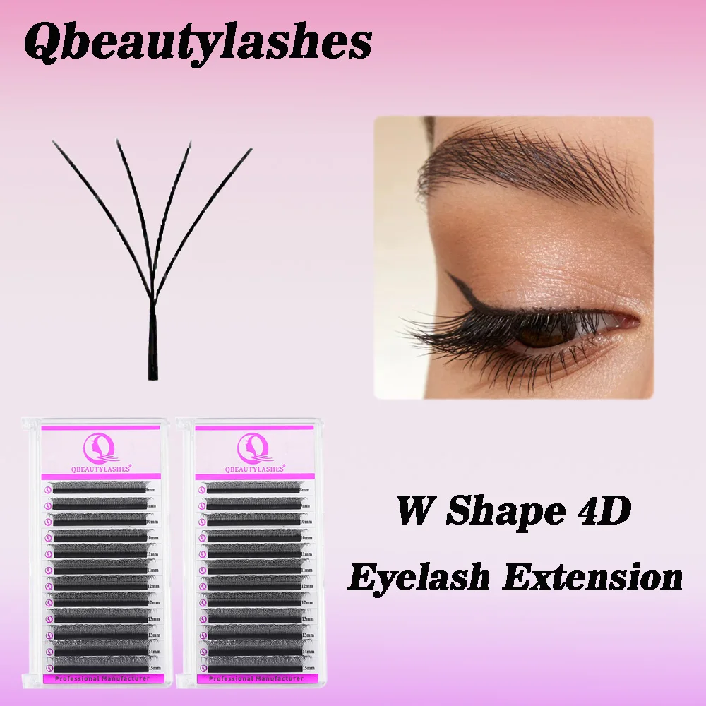 

Qbeautylashes 4D W Shape Eyelash Lash Easy Fan Eyelash Extensions Premade yy Volume Soft Curl C D 0.07mm False Lash Extension