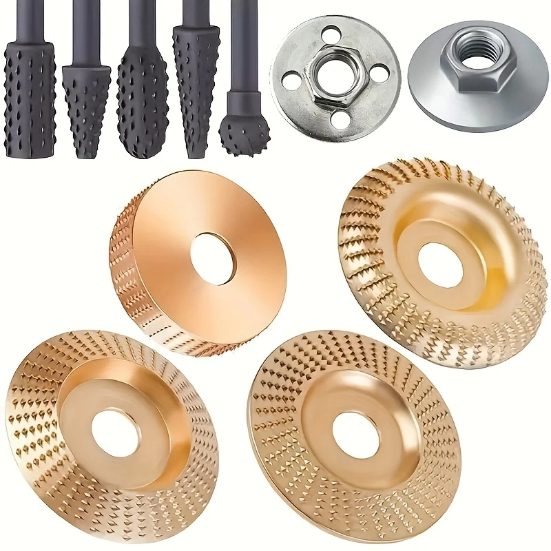 11 pieces of hard alloy wood carving discs and rotating burr kit