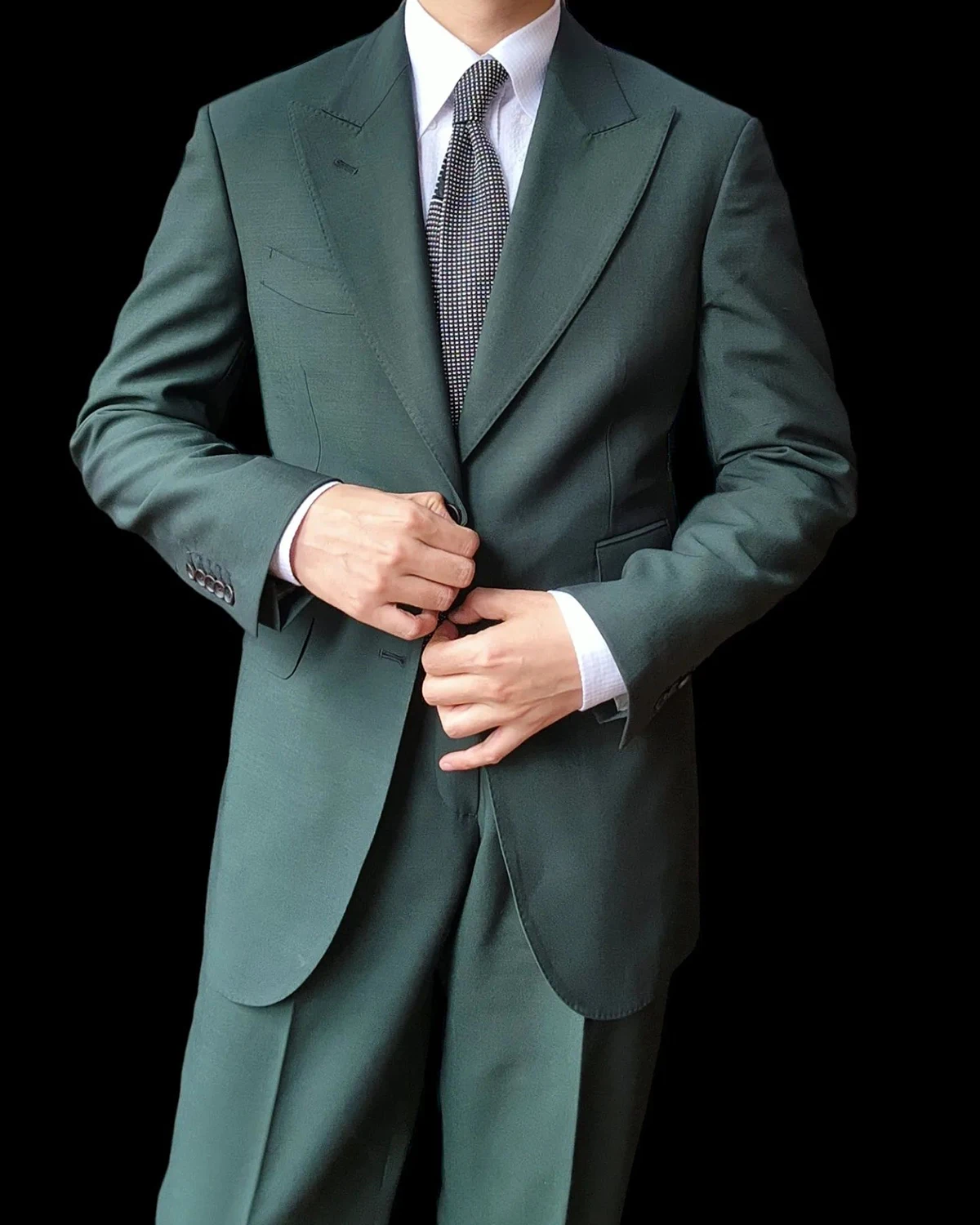 Fatos de casamento de lapela masculina, smoking formal, verde, calça e colete, 2 peças