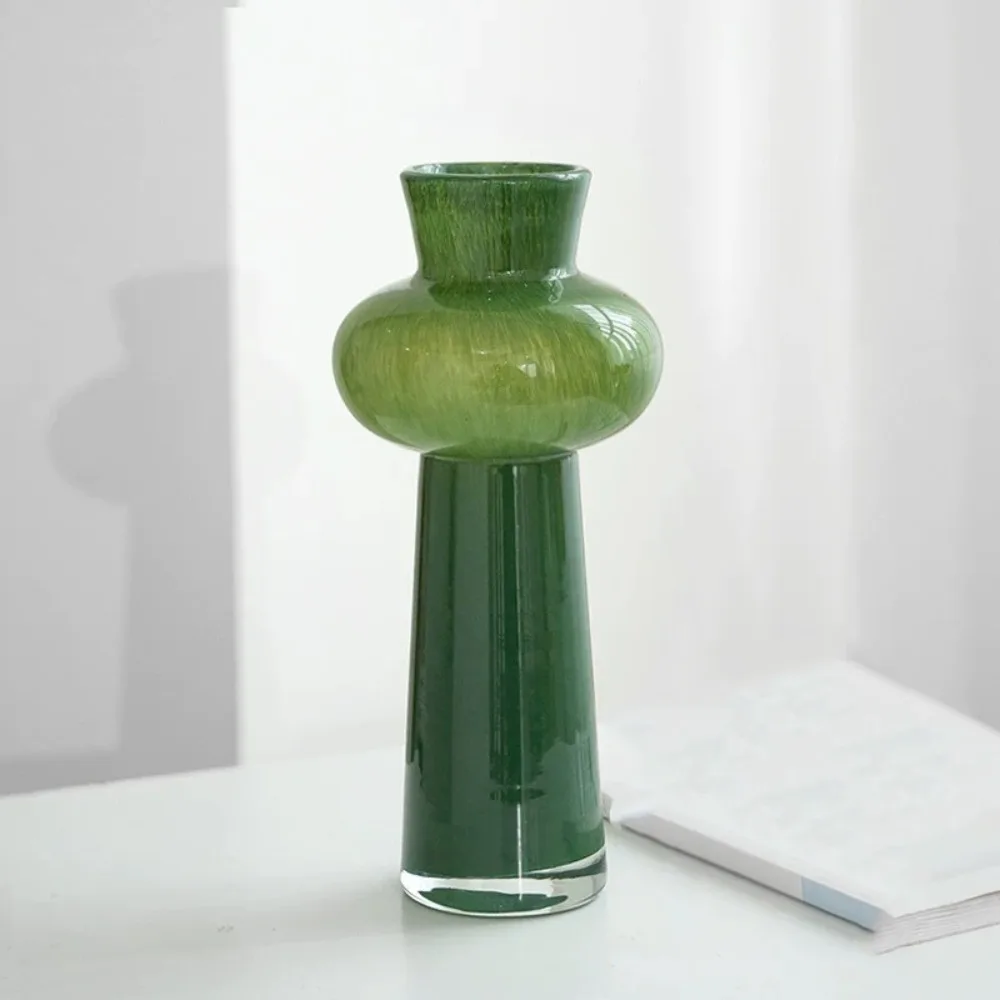 

European Style Geometric Folds Glass Vase Vintage French Romantic Hydroponic Vase Thicken Plant Pot Table Decoration