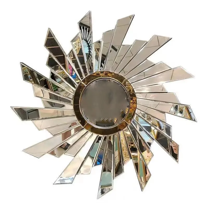 98*98cm European Light Luxury Background Wall Decoration Mirror Living Room Hanging Patchwork Mirror Creative Mirror