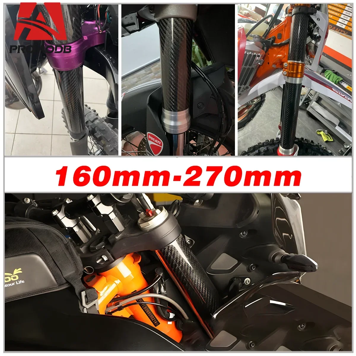160 مللي متر-270 مللي متر ألياف الكربون الجبهة شوكة الحرس التفاف غطاء ل KTM كاواساكي سوزوكي هوندا ياماها Husqvarna سور رون بيتا العالمي أجزاء