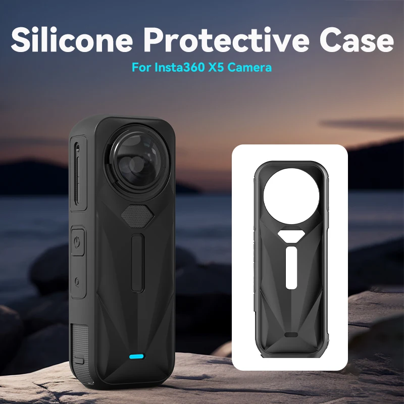 Étui de protection en silicone pour Insta360 X5, capuchon d'objectif, housse de protection en silicone, étui de préhension, protection d'objectif pour accessoires Insta360 X5