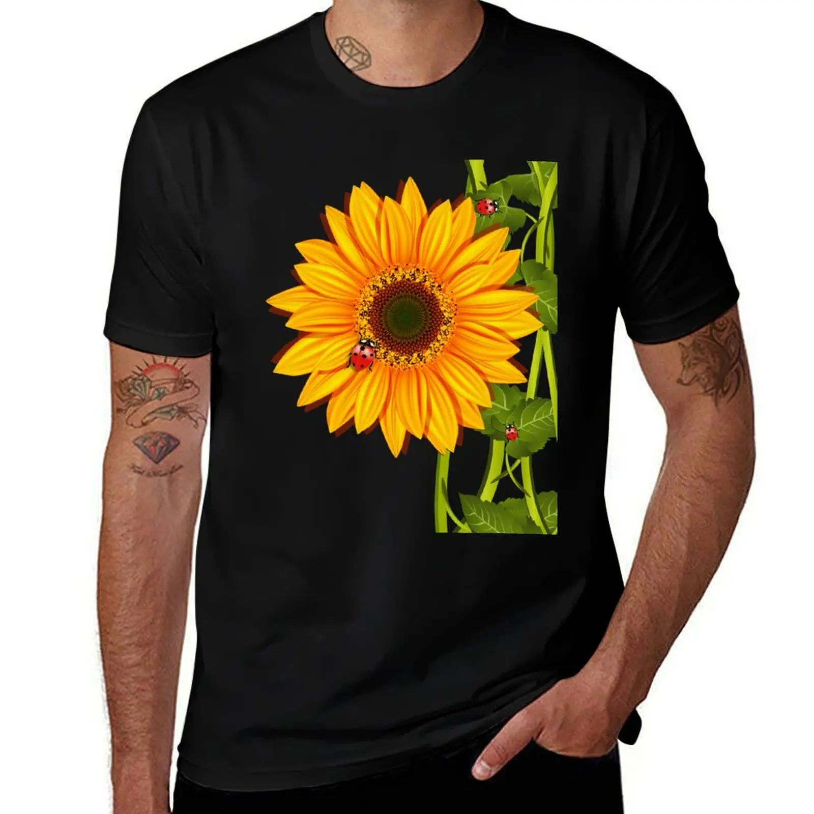 Sunflower Ladybugs T-Shirt korean fashion Blouse graphics plus sizes outfits for men