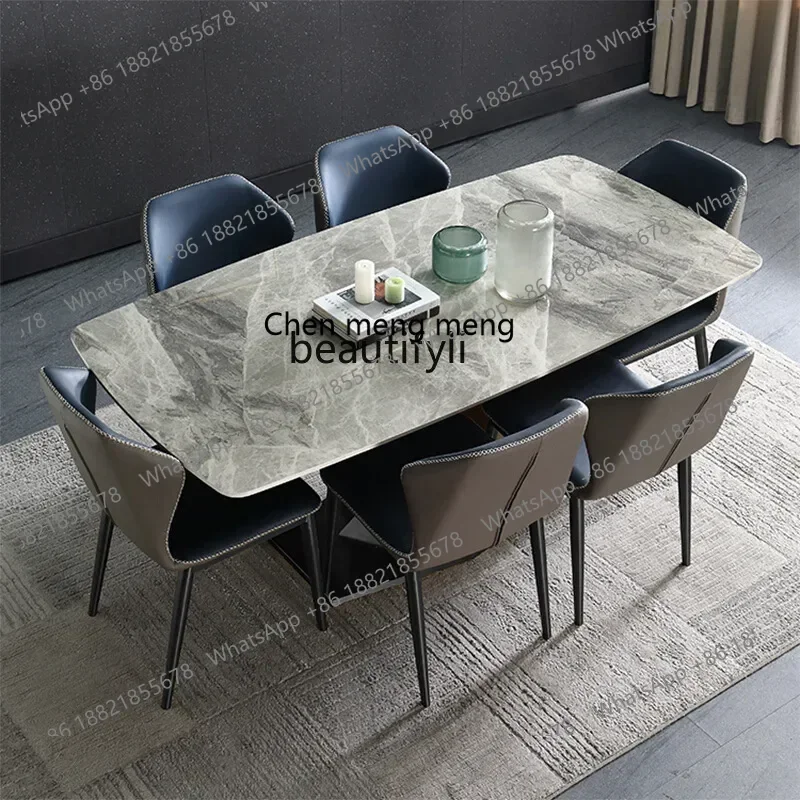 M178 Italian minimalist bright rock slab dining table and chair combination creativity, dining table household rectangular Nordi