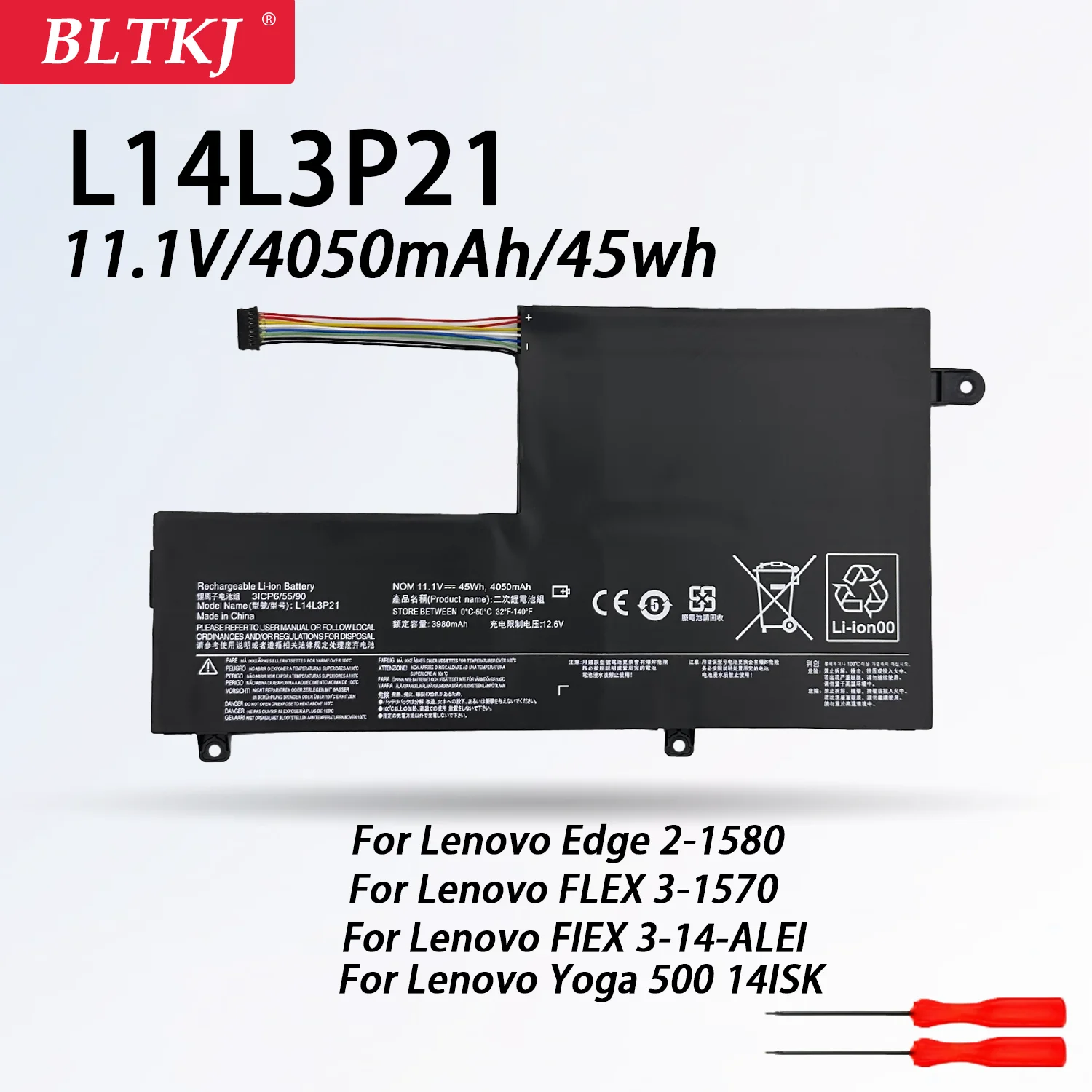 NEW L14L3P21 L14M3P21 Laptop Battery For Lenovo Flex 3-1470 1580 5B10G78611 Edge 2-1580 Yoga 500 14ISK L14M3P21