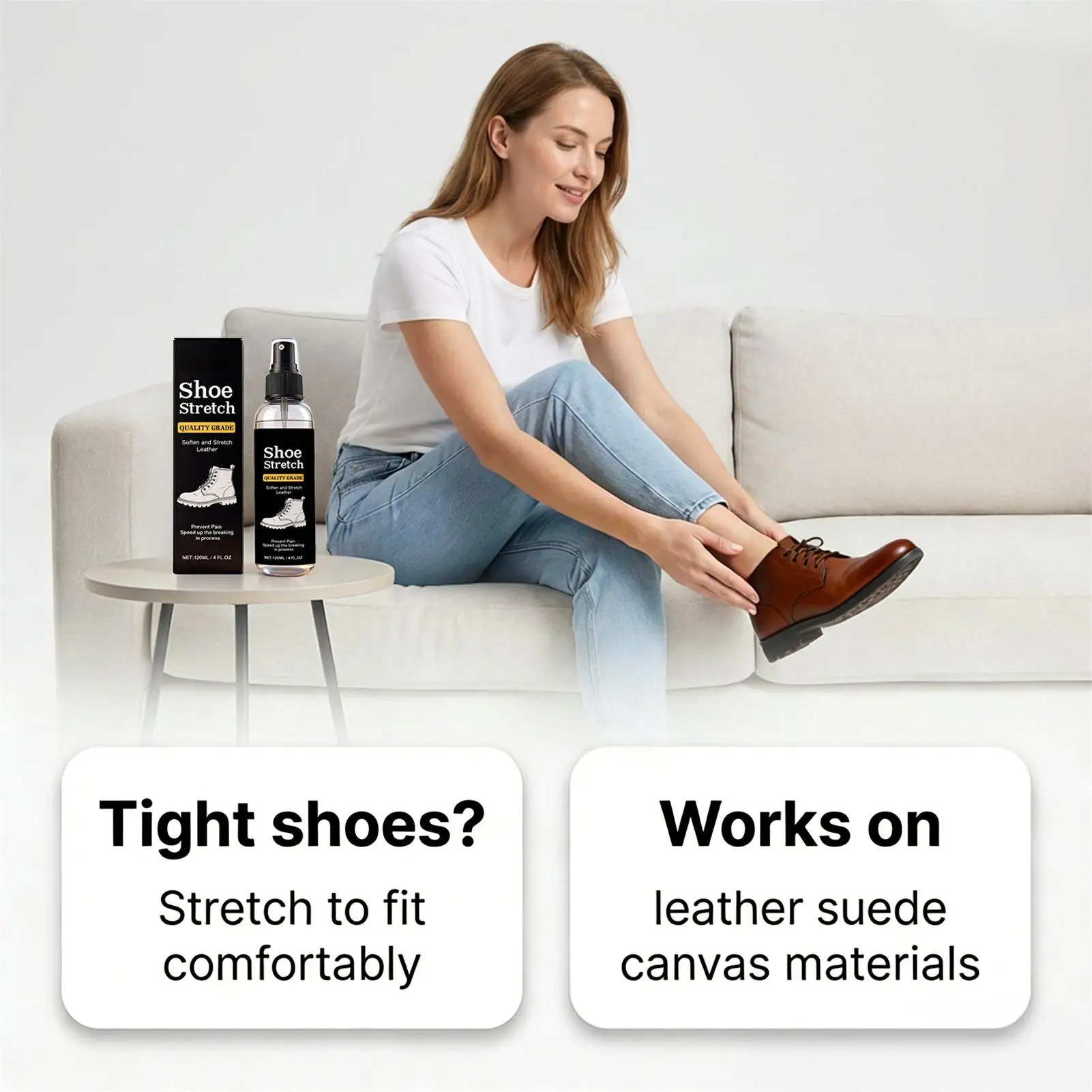 120ml Shoe Stretcher Spray Softening Stretching Liquid Professional Boot Stretcher Spray for leather suede canvas softeners ﻿