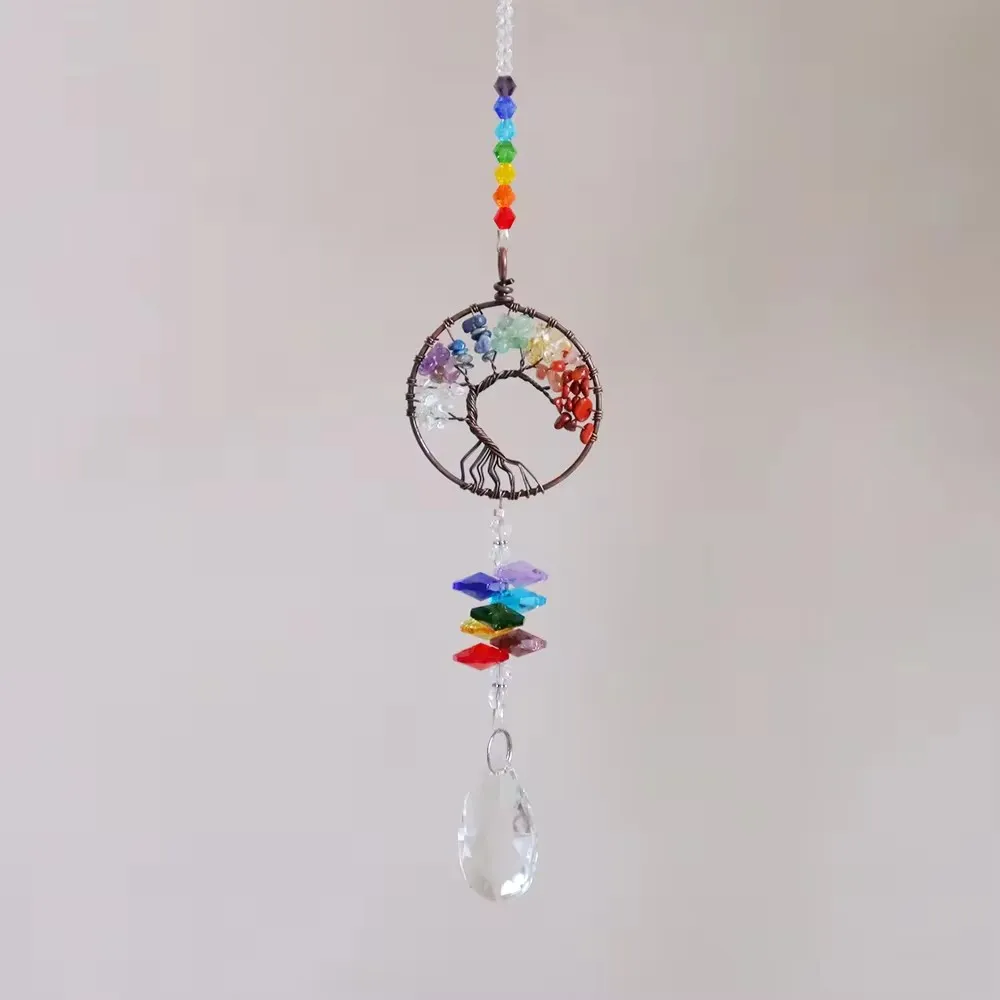 Crystal suncatchers Tree of Life Wedding Decoration Healing Crystals Home Decoration Rainbow Maker Chakra