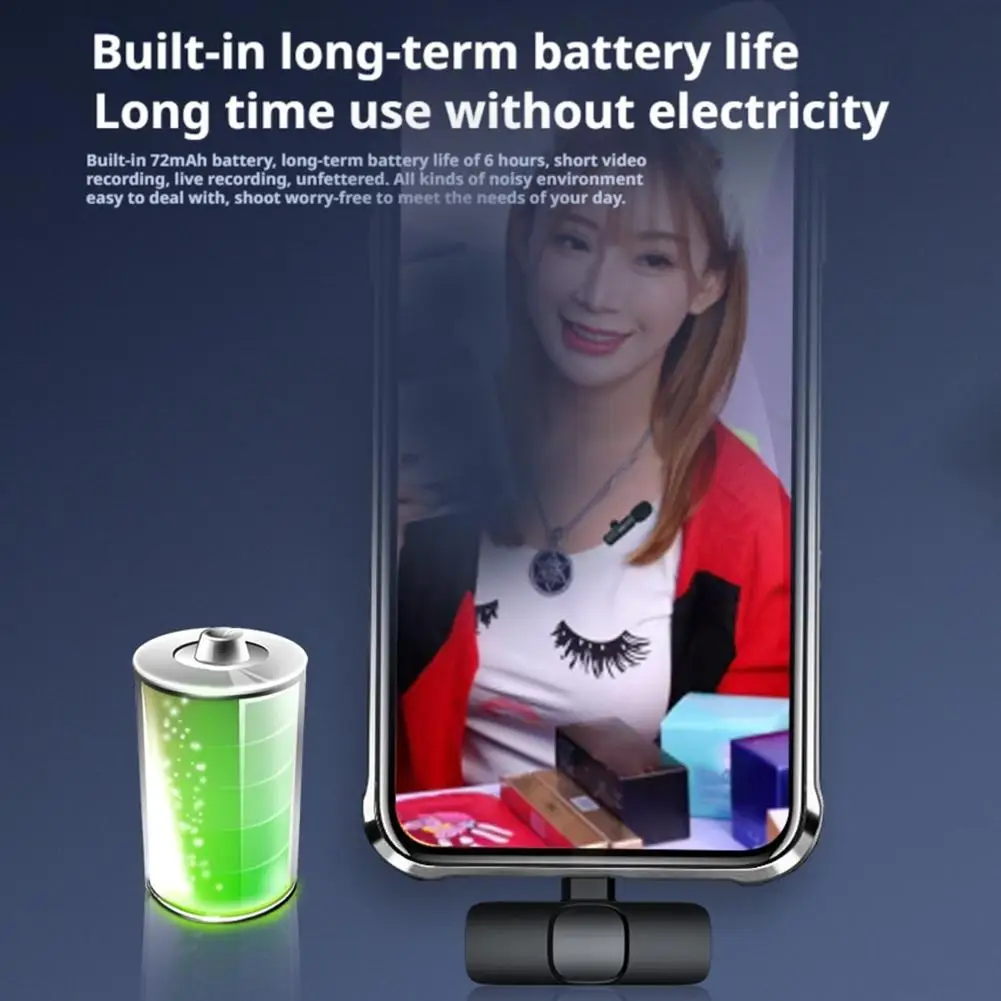 ميكروفون لاسلكي من Lavalier لتسجيل الصوت، ميكروفون صغير قابل للاستبدال من الصوف المقاوم للرياح لهاتف iPhone Shoot vlog YouTube #5