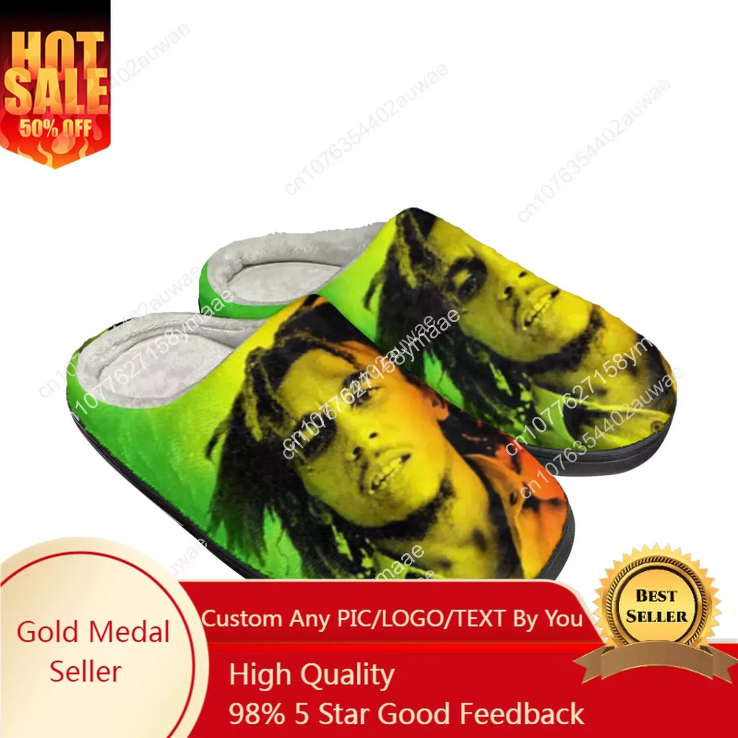 Bob Marley Home Cotton Slippers High Quality Mens Womens Youth Boy Girl Plush Bedroom Keep Warm Shoes Custom Thermal Slipper