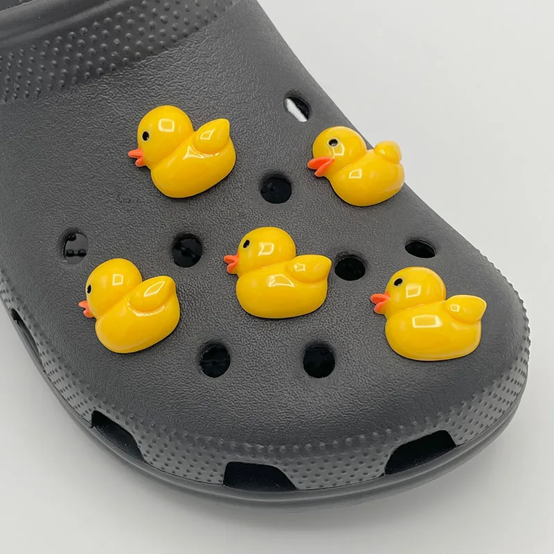 5/10Pcs Original Little Yellow Duck Icon Shoe Charms Decoration For Child's Clogs DIY Parts Women Slippers Shoe Pins Accessories