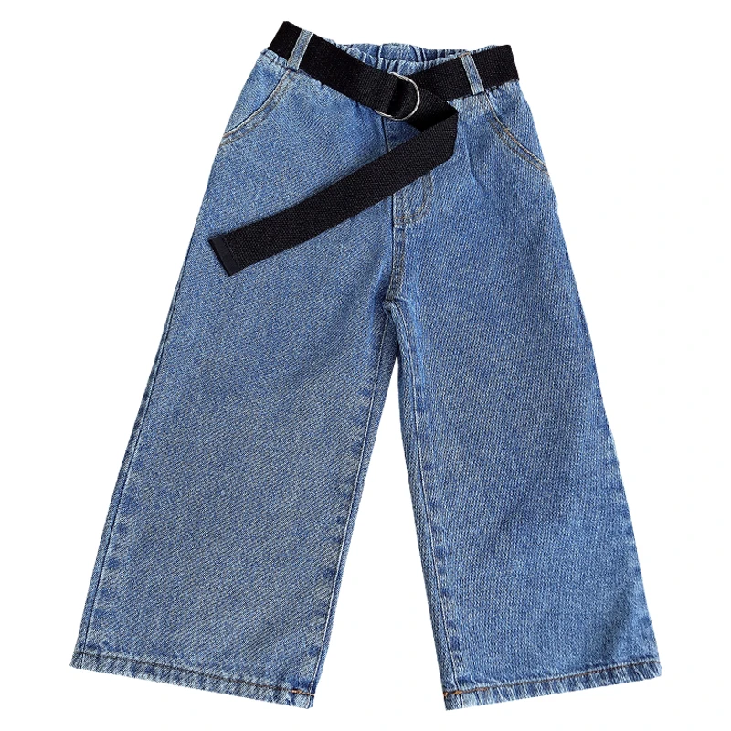 Jeans Pants Ankle Length Elastic Waist Loose Solid Cotton New Fashion Comfortable Cute Simple Spring Auutmn Children Unisex