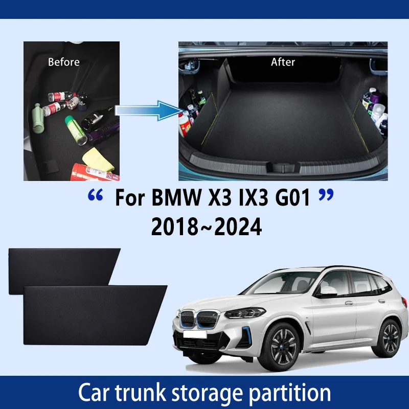 

For BMW X3 IX3 G01 2018~2024 Car Upgrade Thickening Trunk Storage Partition Multifunction Storage Box Auto Interior Accessories