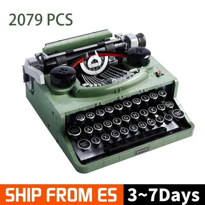 2079PCS Typewriter Building Blocks Set Collection Retro Toy Bricks Writing Machine Model Kids Adult Birthday Gift 21327