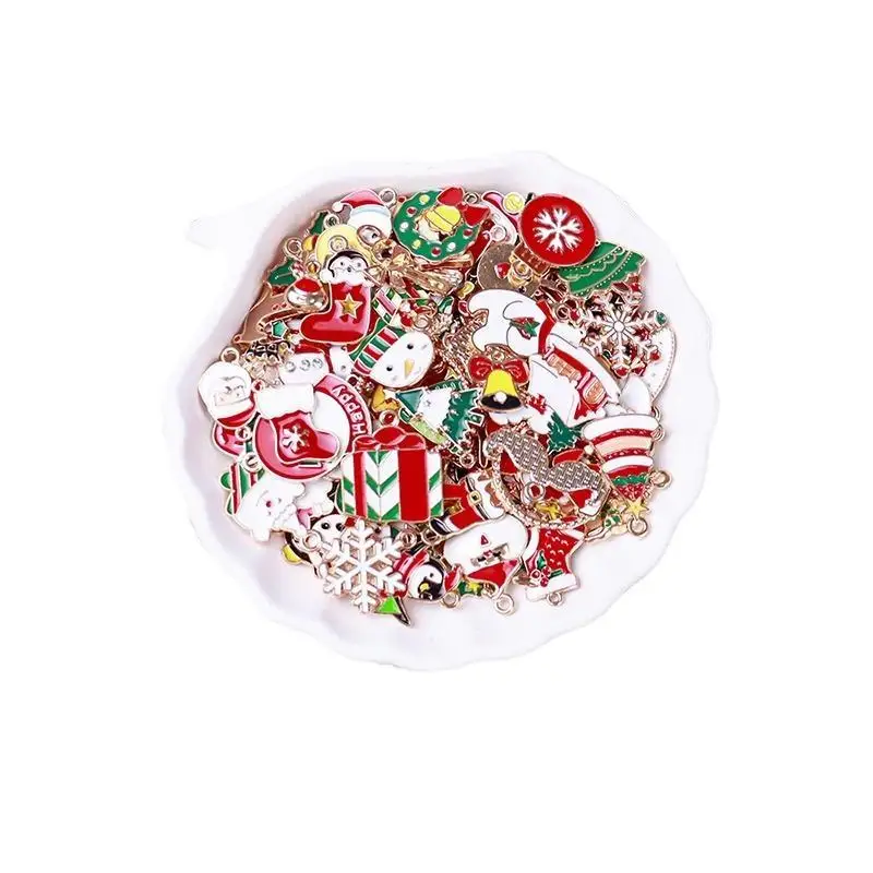 Weihnachts-Emaille-Anhänger, 10/20/50 Stück, sortiert, für die Herstellung von Schmuck, Weihnachtsgeschenk für Bastler – Detail 5