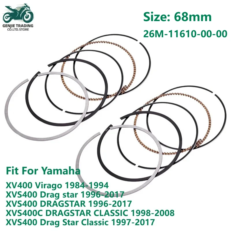 

68mm STD Motorcycle Engine Piston Rings for Yamaha 2NT XV400 Virago 1984-93 XVS400 Drag star 1997-2001 XV 400 XVS 400 2 Cylinder