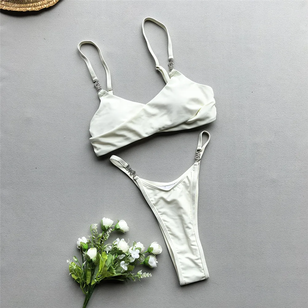 Costume da bagno bikini a fascia con croce marrone Costume da bagno micro perizoma Costume da bagno sexy annodato sul retro Donna 2025 Costume da bagno taglio alto Bikini Femmes