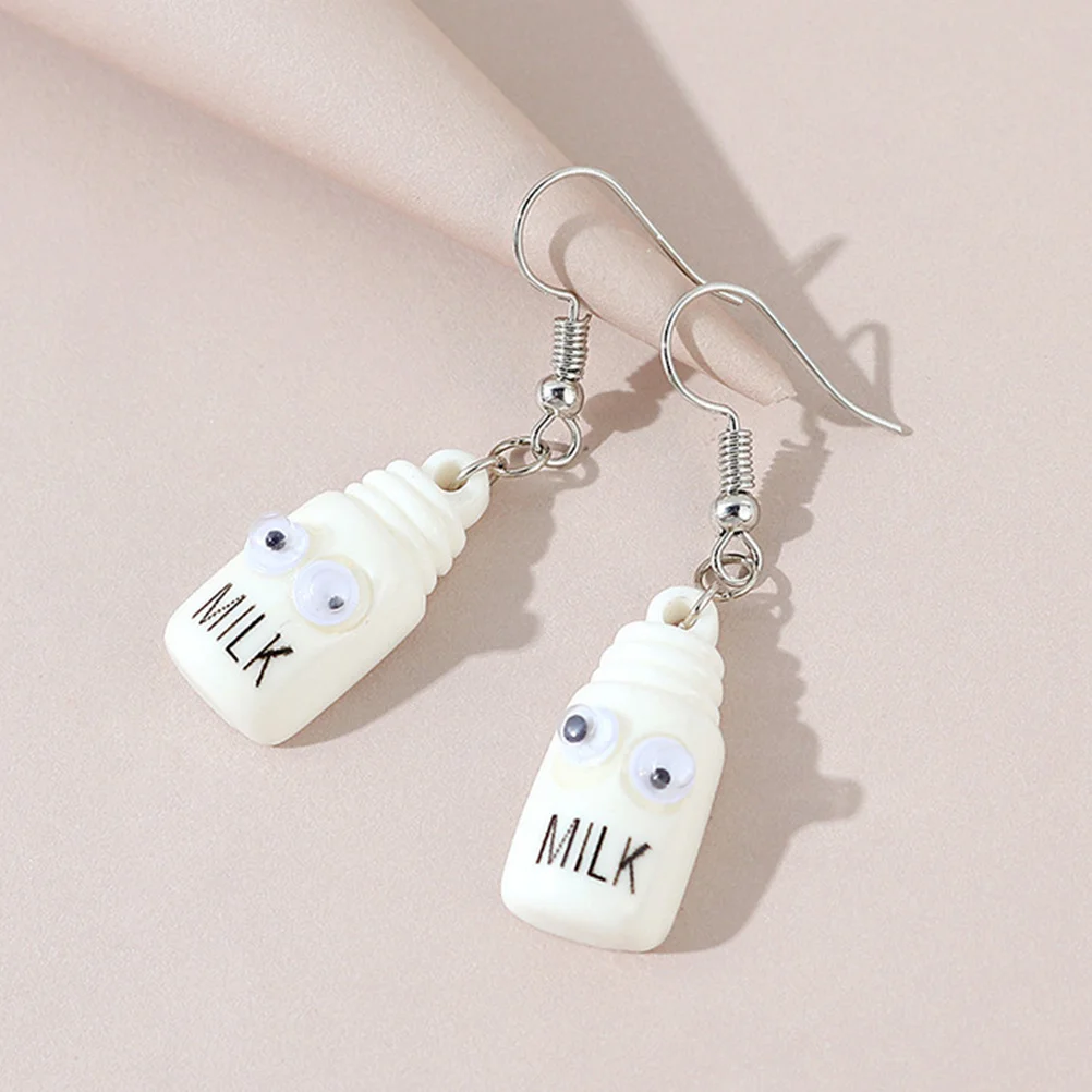 1 زوج الأبيض زجاجة الحليب الأقراط هندسية استرخى النساء الأذن ترصيع الأزياء والمجوهرات ديكور للاستخدام اليومي