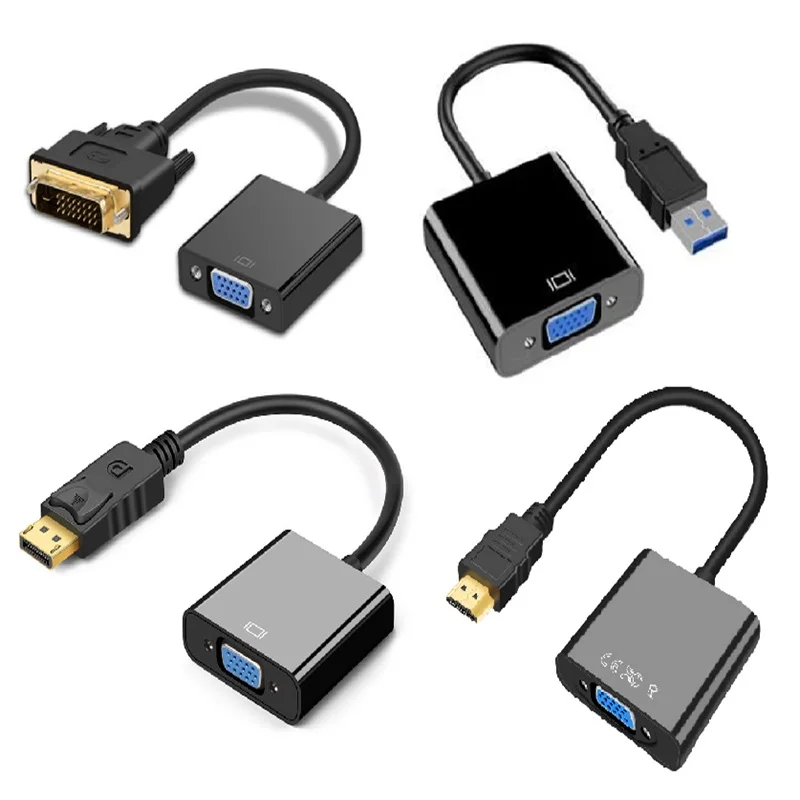 Male to female Mini DP type-c HDMI DVI  USB 3.0 to VGA Adapter Cable Video Converter Connector for HDTV PC TV