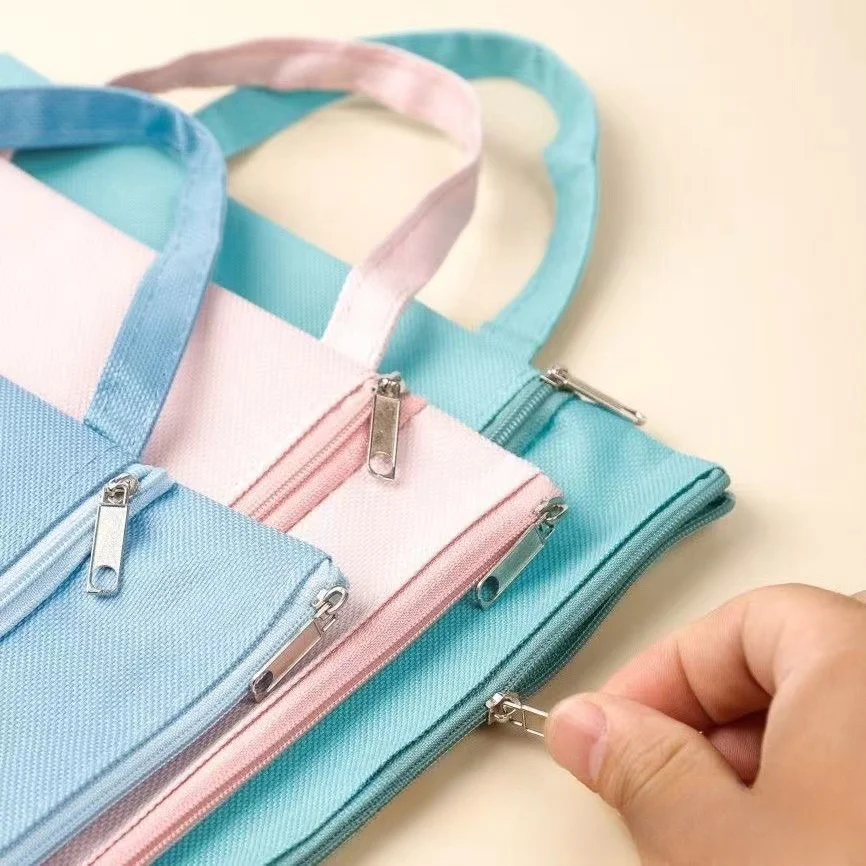 A4 Macaron Oxford Cloth Waterproof Document Bag Inspection Information Bag Student Make-up Homework Storage Bag