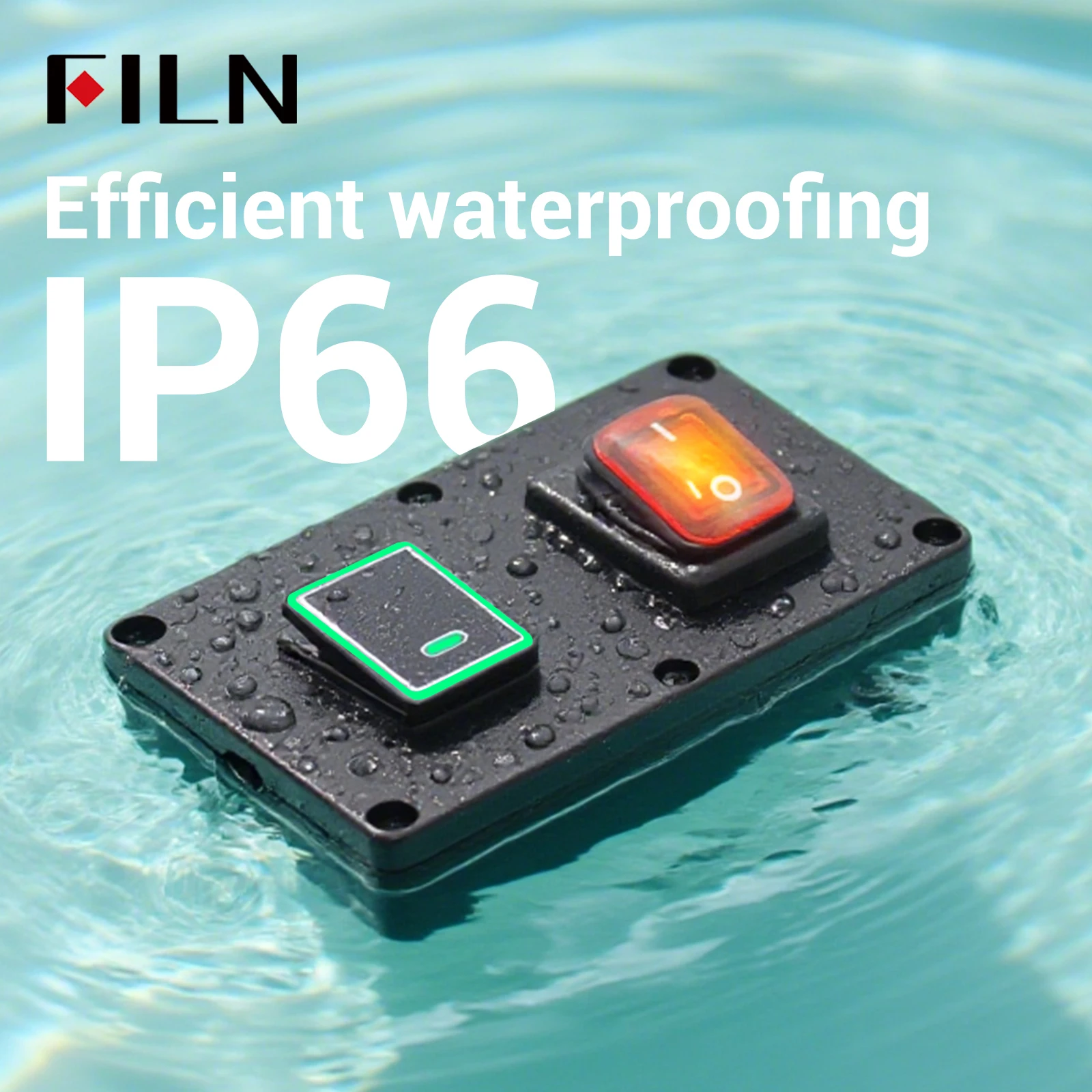 FILN 30A Waterproof IP65 Sealed Outdoor Auto Boat Marine Rocker Switch LED Outdoor Box & Inline Cord  30A 12-24V 220V On Off