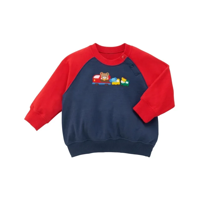 Japanese Korean Kids Boys Girls Sweatshirt Baby Bear Rabbit Raglan Sleeve Top Cute Best Friend Embroidery Long Sleeve Inner Wear