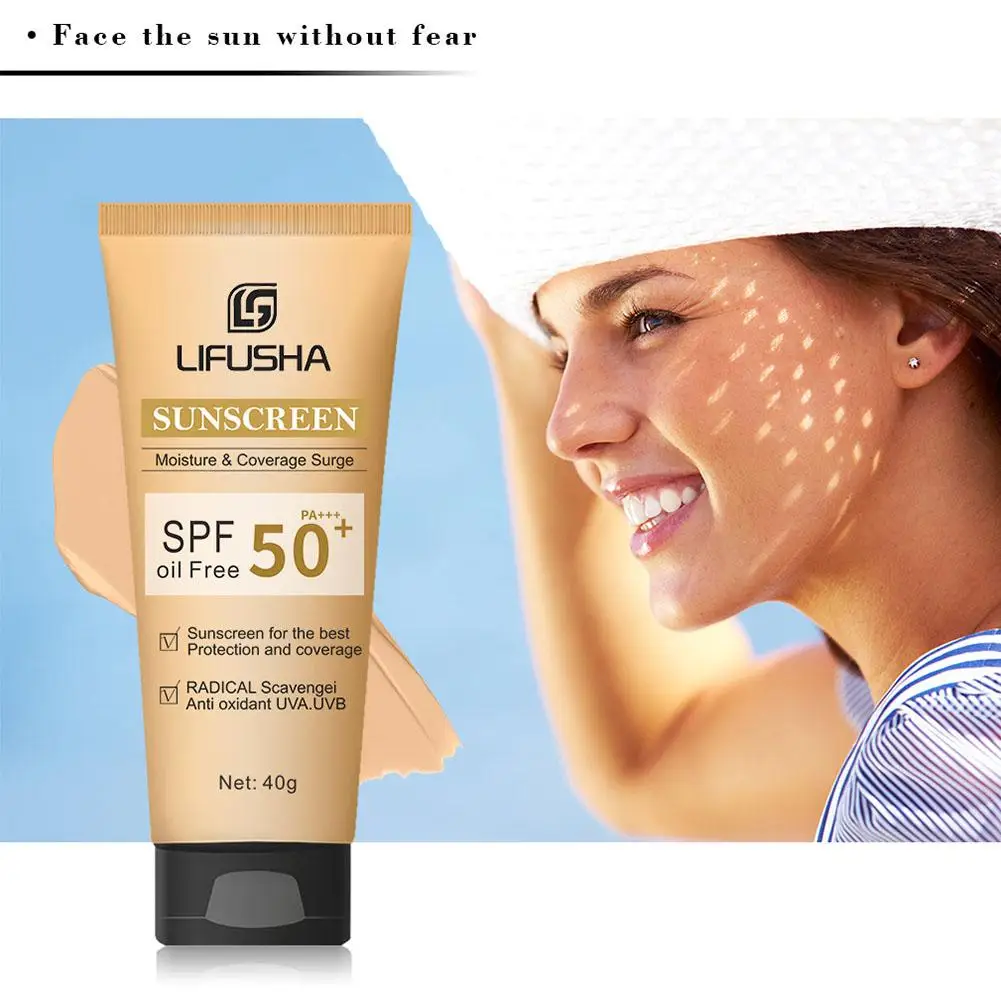 40g SPF 50 Oil Control Moisturizing Sunscreen Cream Sunblock Foundation for Face with Skin Protection and Oil Control M0A9