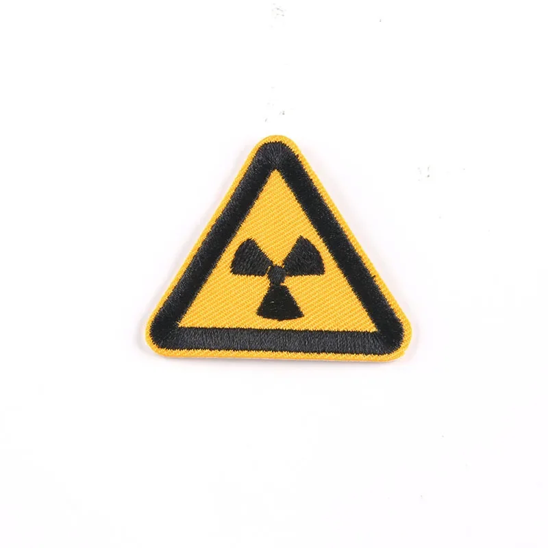 Triangle Caution Signs Embroidered Appliques Traffic Warning Board Badges Small Iron on Patches Decorative Stickers for Clothing