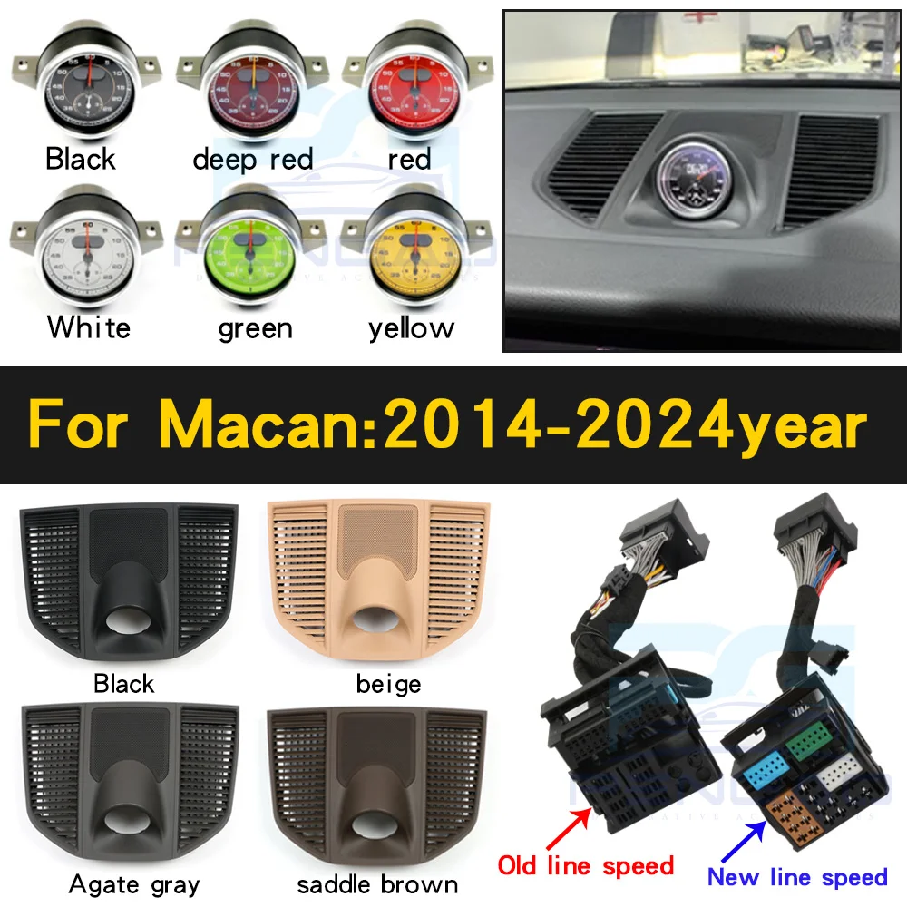 Car Stopwatch Clock Cover For Porsche Macan Stopwatch Digital 2014-2023 LED Black Chrono Dashboard Interior Accessories Upgrade