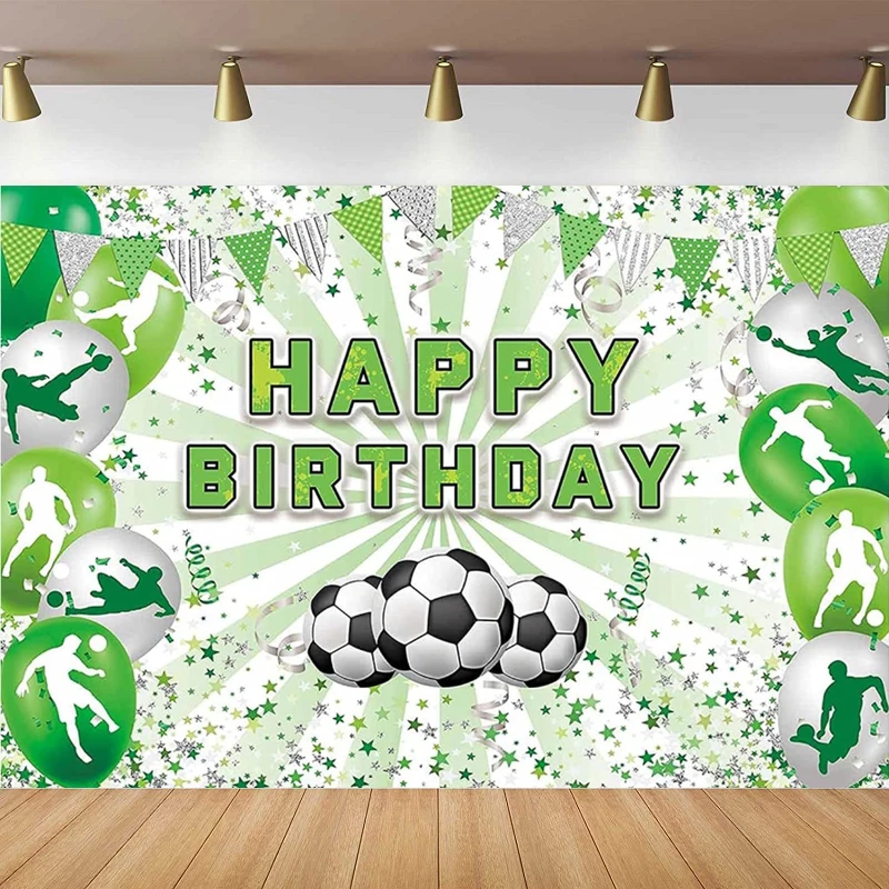 

Happy Birthday Soccer Themed Photography Backdrop Poster For Soccer Party Decorations Party Photo Background Banner Supplies