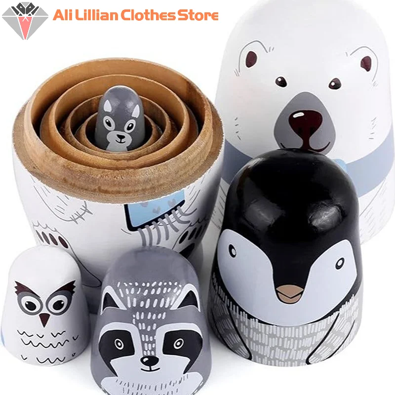 Wooden Matryoshka Toys Hand Paint Toys Russian Nesting Dolls Figurines Decorations Craft Collection Handmade Stacking Dolls