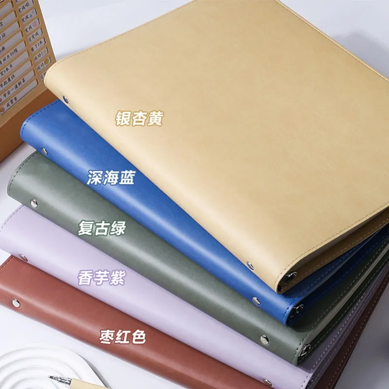 A4/B5 Removable English Notebook, PU Leather Cover, Loose-Leaf Design,  For Student Homework & Language Learning