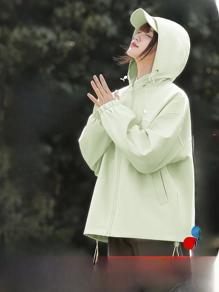 

Женская куртка Snow Flng с капюшоном, водонепроницаемая, весенняя, новая, свободного кроя, спортивная, рабочая, из полиэфирного волокна, однотонная, на молнии